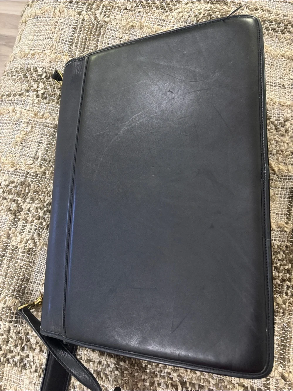 SACOCHE International Briefcase Bag Black Leather Crossbody Laptop Bag
